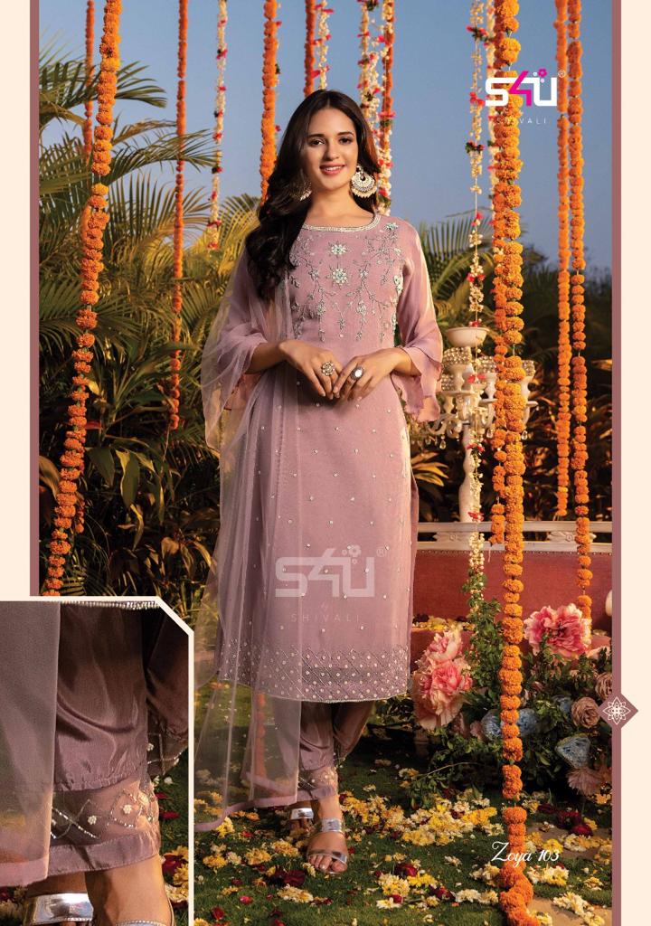 S4u Zoya New Exclusive Wear Georgette Kurti Pant With Dupatta Readymade Collection